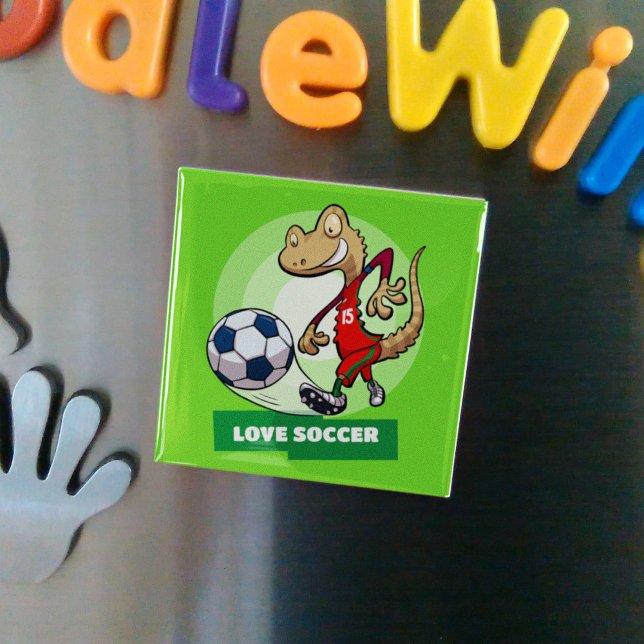 Liebe Soccer Niedlich Gecko Funny Soccer Player Ca Magnet (Von Creator hochgeladen)