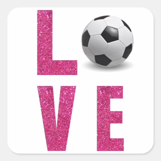 Liebe Soccer Quadratischer Aufkleber (Vorderseite)