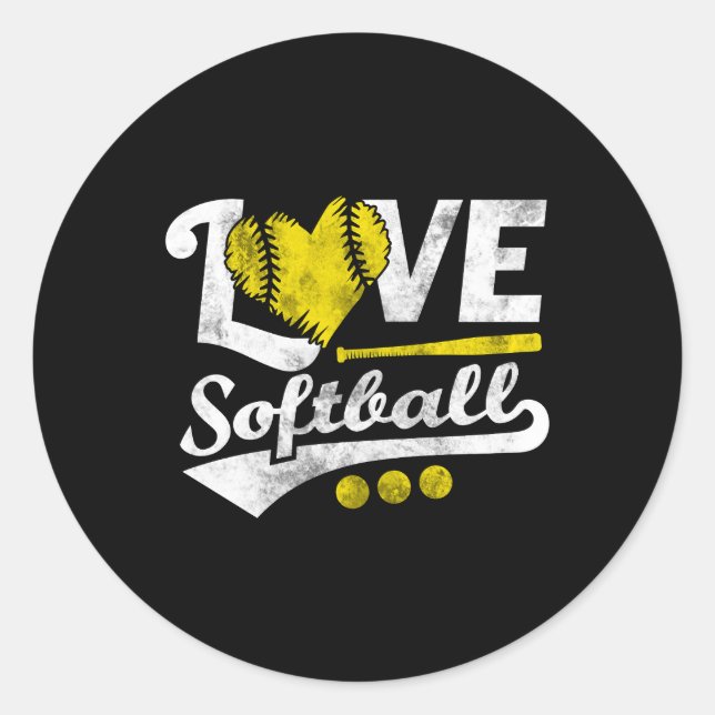 Liebe Softball für N und Softball Runder Aufkleber (Vorderseite)