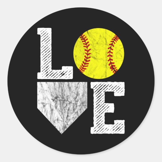 Liebe Softball Mama Vater Runder Aufkleber (Vorderseite)