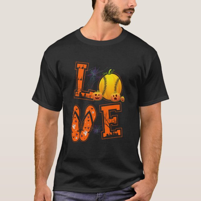 Liebe Softball Players Pumpkin Hexenmeistercos T-Shirt (Vorderseite)