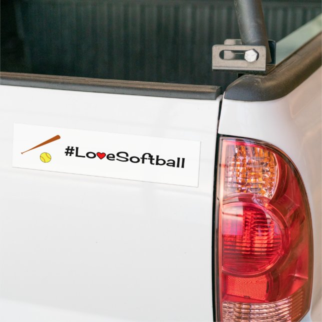 Liebe Softball Slogan weiß Autoaufkleber (Auf Lkw)