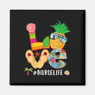 Liebe Sommer Ananas Tropische Blume Drehen Flop Nu Magnet