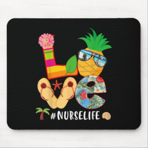 Liebe Sommer Ananas Tropische Blume Drehen Flop Nu Mousepad