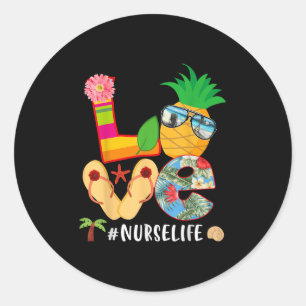 Liebe Sommer Ananas Tropische Blume Drehen Flop Nu Runder Aufkleber