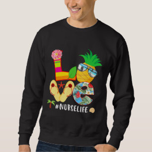 Liebe Sommer Ananas Tropische Blume Drehen Flop Nu Sweatshirt
