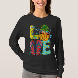 Liebe Sommerkippen Flops Ananas Tropische Früchte T-Shirt