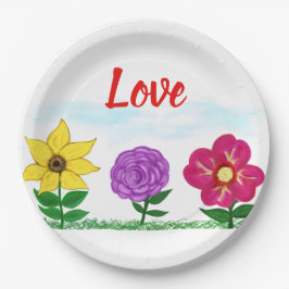 Liebe Sommerliche Blume Gelb Lila Rosa Florenz Pappteller