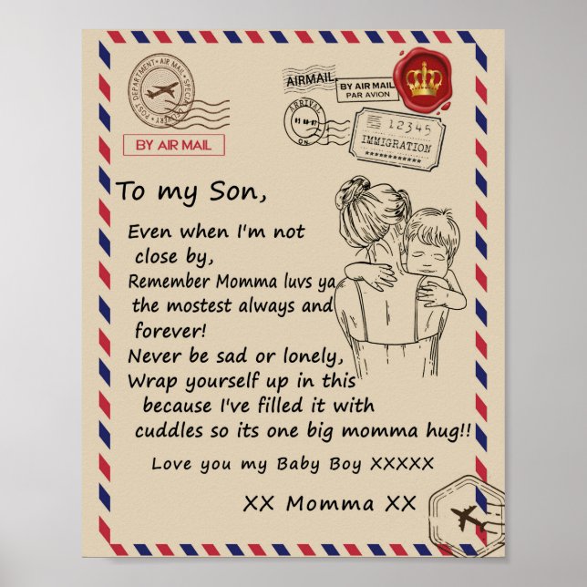 Liebe Son | Brief an meine Tochter Liebe You Baby  Poster (Vorne)