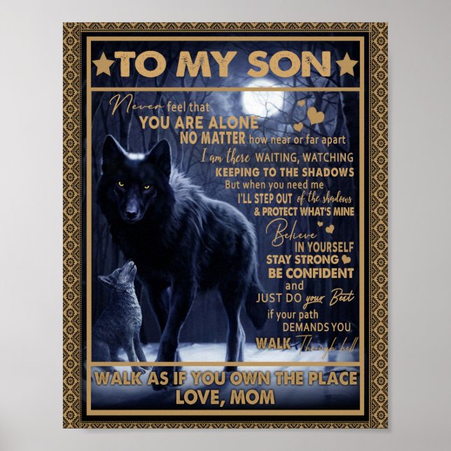 Liebe Son| Brief an meinen Sohn nie fühlen, dass d Poster (Vorne)