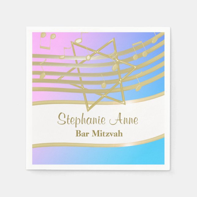 Liebe Song Music Bat Mitzvah Silver Serviette (Vorderseite)