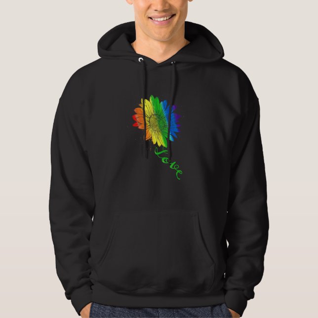 Liebe Sonnenblumen Blütenblume Lgbtq Regenbogenfla Hoodie (Vorderseite)