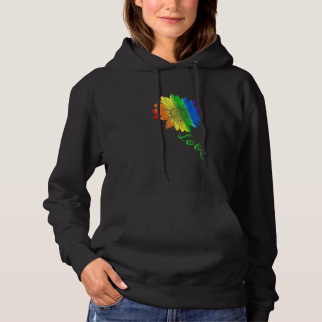 Liebe Sonnenblumen Blütenblume Lgbtq Regenbogenfla Hoodie (Vorderseite)