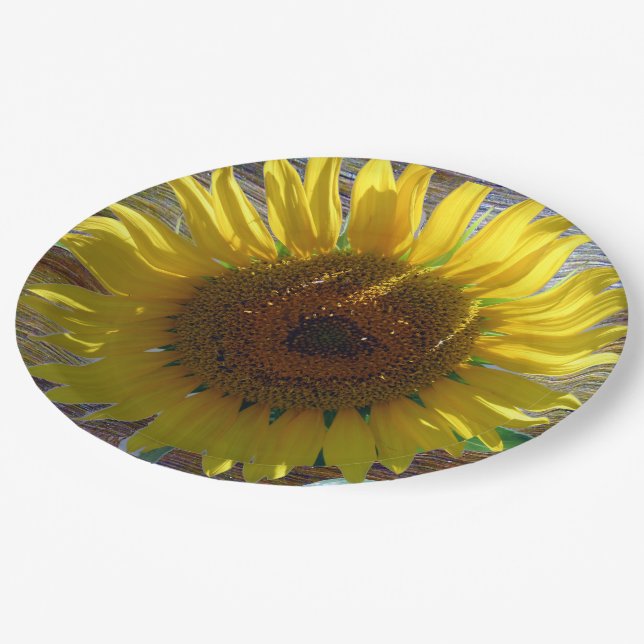 Liebe Sonnenblumenpapierplatte Pappteller (Schrägansicht)