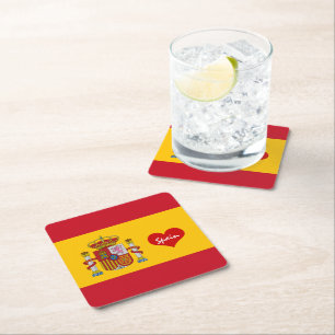 Liebe Spanien & Flaggen /Sport Party Dekoration Rechteckiger Pappuntersetzer