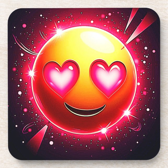 Liebe Sparkle Emoji Hearts Getränkeuntersetzer (Vorderseite)