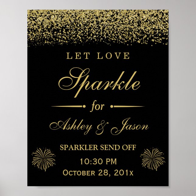 Liebe Sparkle Gold Glitzer Hochzeitszeichen gelass Poster (Vorne)