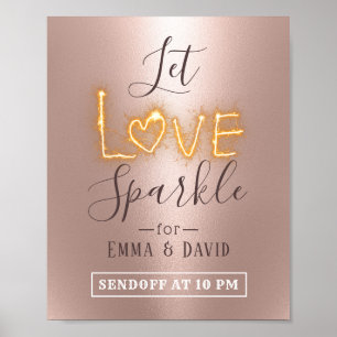 Liebe Sparkle Rose Gold Absenden Hochzeitszeichen Poster