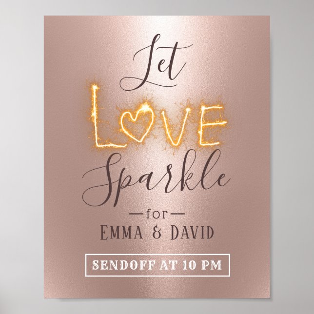 Liebe Sparkle Rose Gold Absenden Hochzeitszeichen Poster (Vorne)