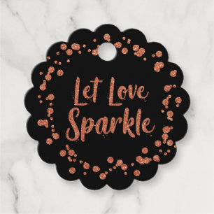 Liebe Sparkle Rose Gold Confetti Hochzeit Geschenkanhänger