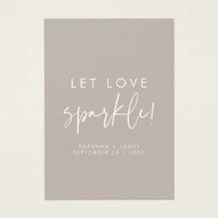 Liebe Sparkle Taupe Wedding Sparkler Tag gelassen