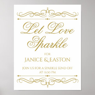Liebe-Sparkle-Zeichen gelassen Goldwirbelkalligr Poster