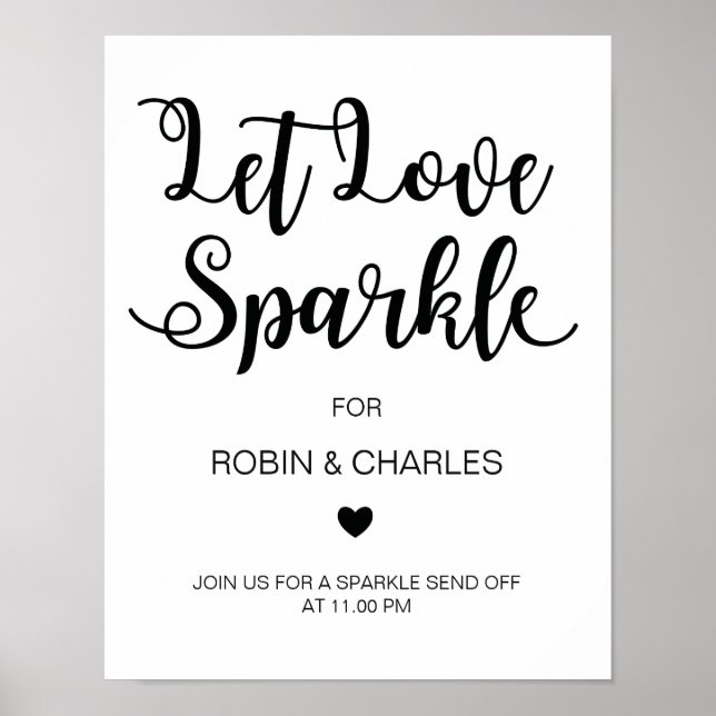 Liebe-Sparkle-Zeichen gelassen | Moderne Kalligraf Poster (Vorne)