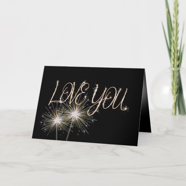 Liebe Sparklers auf schwarz Karte (Vorderseite)