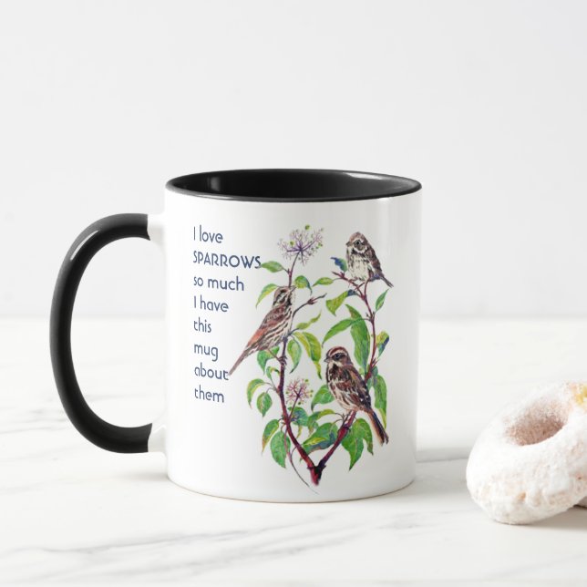 Liebe SPARROWS VÖGEL so viel ich Spaß Kostenvorans Tasse (Mit Donut)