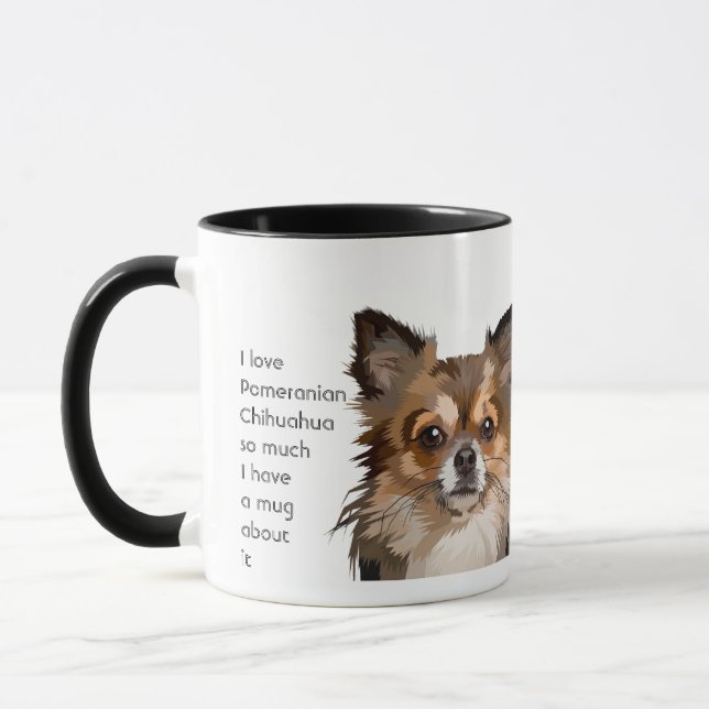 Liebe Spitz Chihuahua Hunde so viel Spaß Zitat Tasse (Links)