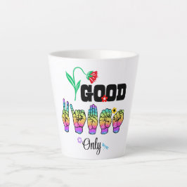 Liebe sprechen. Gute Vibes wecken Milchtasse