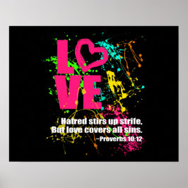 Liebe Sprichwörter Bible Verse Neon Paint Spritzer Poster