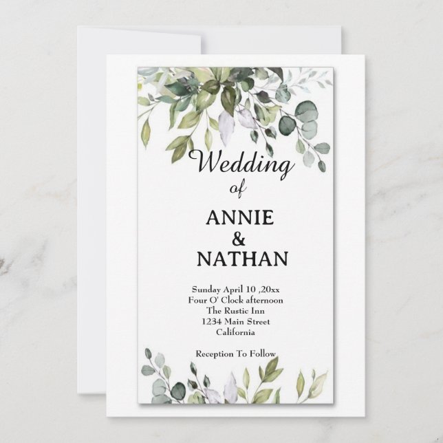 Liebe Sprouts: Eine Eukalyptus-Hochzeit Einladung (Vorderseite)