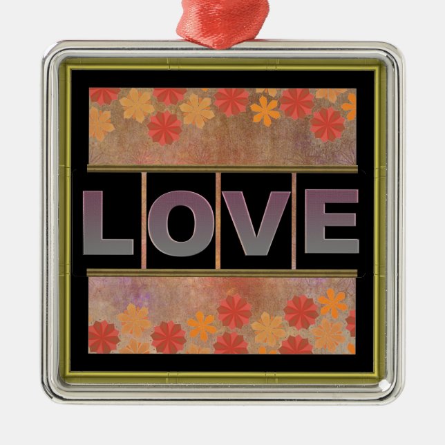 Liebe Square Ornament Aus Metall (Vorne)