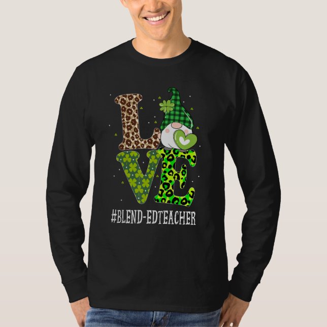 Liebe St Patricks Day Gnome Leopar T-Shirt (Vorderseite)
