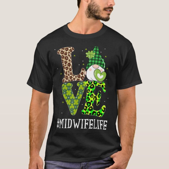 Liebe St Patricks Day Gnome Leopard T-Shirt (Vorderseite)