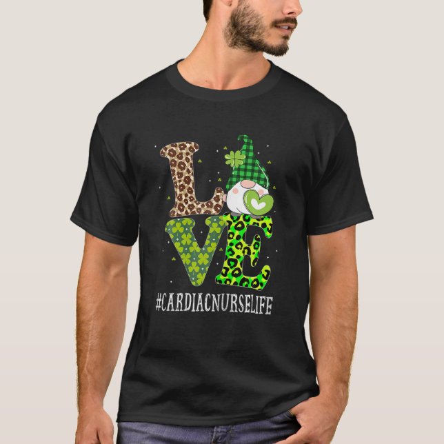 Liebe St Patricks Day Gnome Leopard W T-Shirt (Vorderseite)