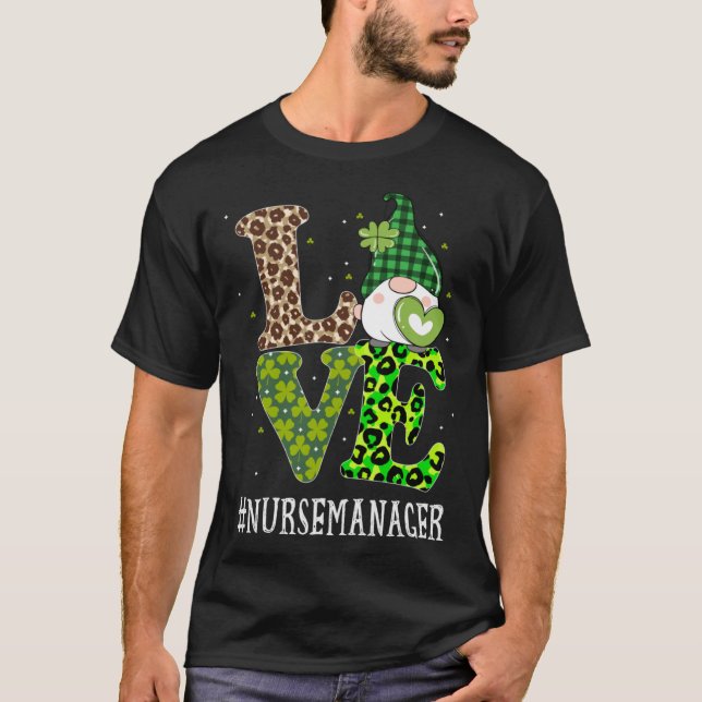 Liebe St Patricks Day Gnome Leopard W T-Shirt (Vorderseite)