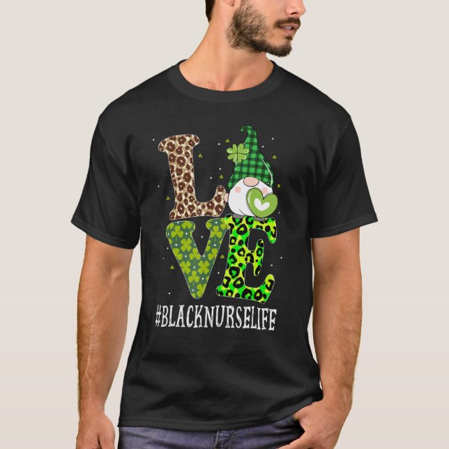 Liebe St Patricks Day Gnome Leopard Wom T-Shirt (Vorderseite)