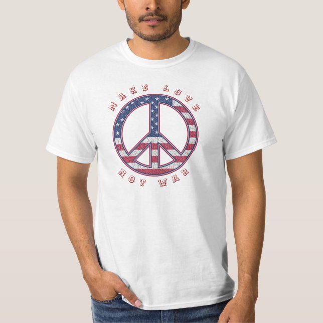Liebe statt Krieg | | American Flag Peace Sign T-Shirt (Vorderseite)