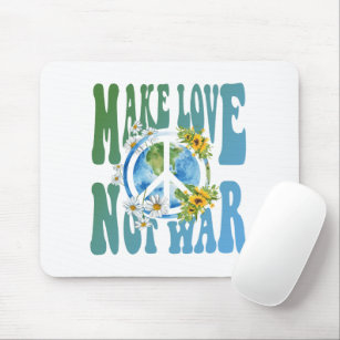 Liebe statt Krieg Retro Hippie Floral Peace Sign Mousepad