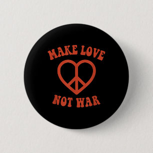Liebe statt Krieg Retro-Hippie-Friedenszeichen Button