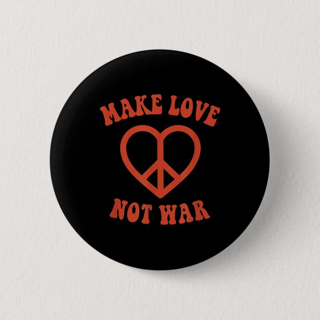 Liebe statt Krieg Retro-Hippie-Friedenszeichen Button (Vorderseite)