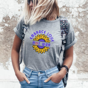 Liebe statt Krieg umarmen Vintage-Sonnenblume Schö T-Shirt