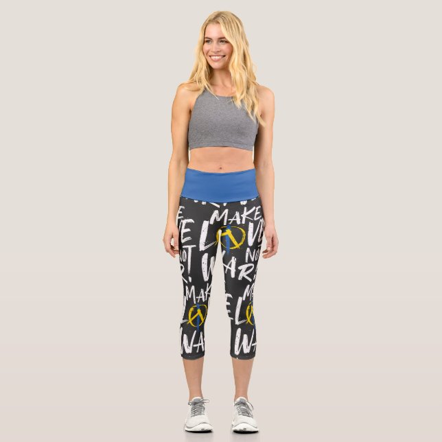 Liebe statt Kriegsunterstützung für die Ukraine Capri Leggings (Vorderseite)