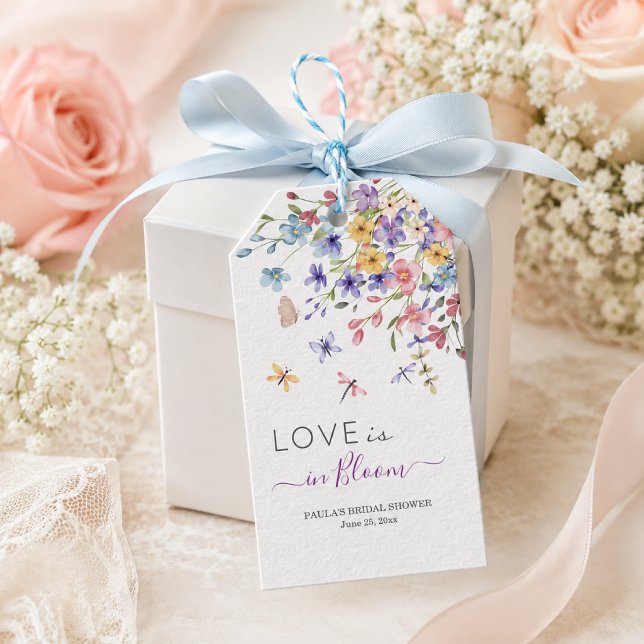 Liebe steht in Blüte Libellen Brautparty Geschenkanhänger (Von Creator hochgeladen)