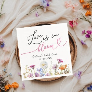 Liebe steht in voller Blüte Brautparty Wildblumen Serviette