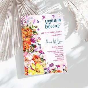 Liebe steht in voller Blüte, bunte Wildblumen-Brau Einladung