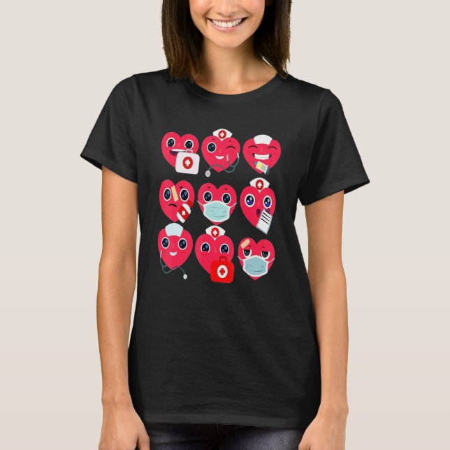 Liebe Stethoscope Herzkrankenschwester Happy Valen T-Shirt (Vorderseite)