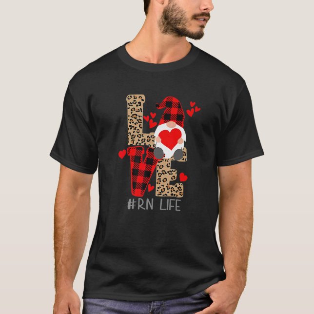 LIEBE Stethoscope RN Life Valentine Day 2022 Gnome T-Shirt (Vorderseite)